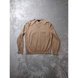 Banana Republic V-Neck Sweater Men's L Silk Cashmere Blend Academia Quiet Luxury